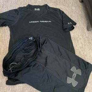 Mens Under Armour bundle short and v neck